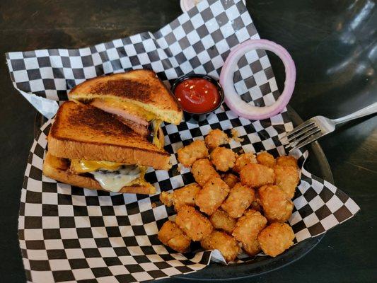 Grilled Bologna sandwich.