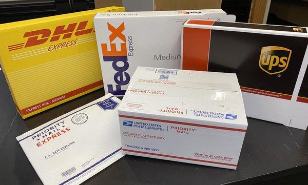 Shipping services with USPS, UPS, FedEX, and DHL