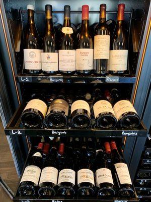 Check out our wide selection of European wines carefully stored in the large wine fridge!