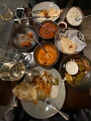 Butter chicken, cauliflower, Keema Naan (Minced Lamb),