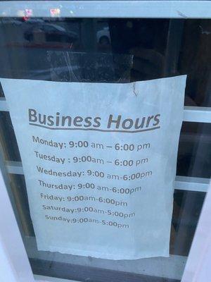 Business Hours Jan 2023