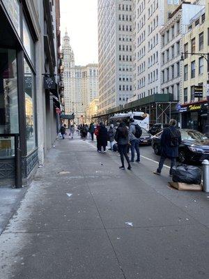 The line for a Covid test as of 2:30 PM on Saturday, December 5