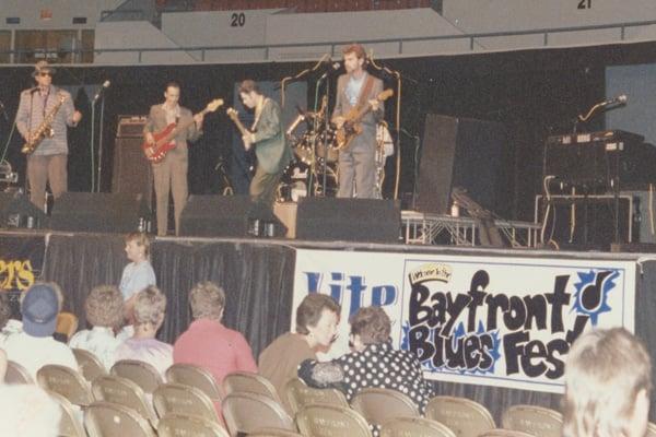 Fronting the band at St. Petersburg, Fl,  Bayfront Blues Fest.