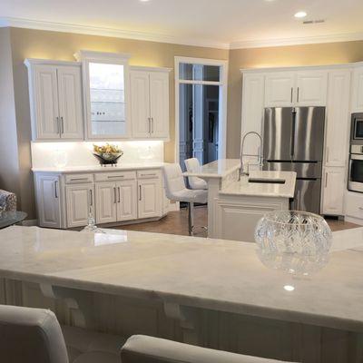 Absolutely beautiful job!! Cabinets, backsplash and Marble countertops by American Flooring Cabinets and Granite.