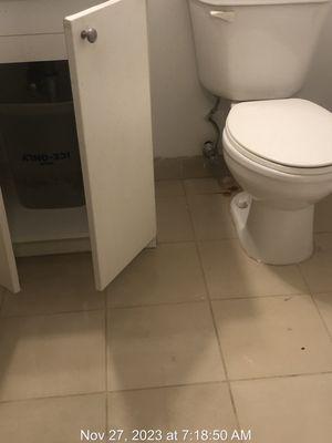 Bathroom room floor with 5 inches of sewer water