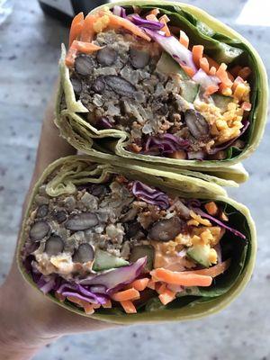 Lentil Vegan Wrap with Daiya cheese, addicting!