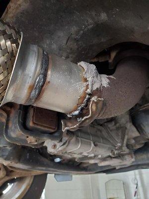 Javier, the manager, claimed "there's nothing wrong with that. That's how we do all the exhaust repairs."