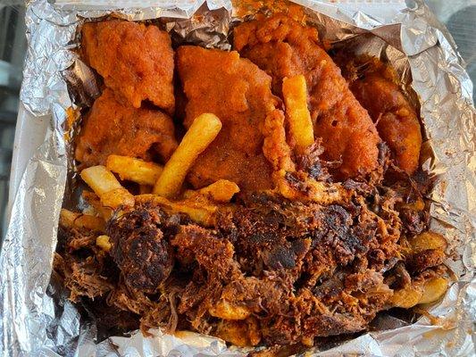 Ten Spicy Strips with Hunter Beef Fries