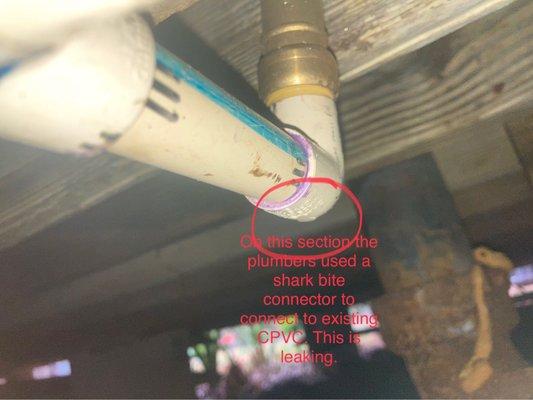 Here is another connector that they used that is leaking.