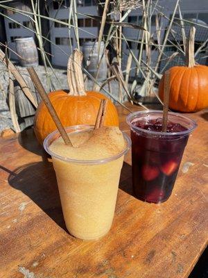 Pumpkin spice slushie and cranberry sangria