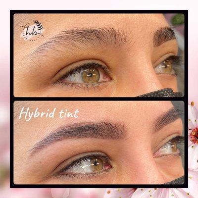 Brow shaping and hybrid tint