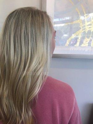 Highlights + style created by Kenzie Veith, Owner & License Cosmetologist at Hair x Kenz LLC.