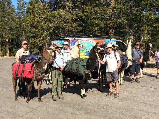 Our New Zealand guests getting ready to partake on the John Muir Trail with their Llamas provided by Potato Ranch Llama Packers.