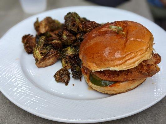 Nashville Hot Chicken Sandwich with Brussels Sprouts