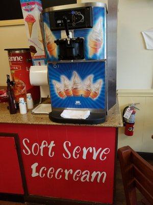 Soft serve ice cream is free with your entree!