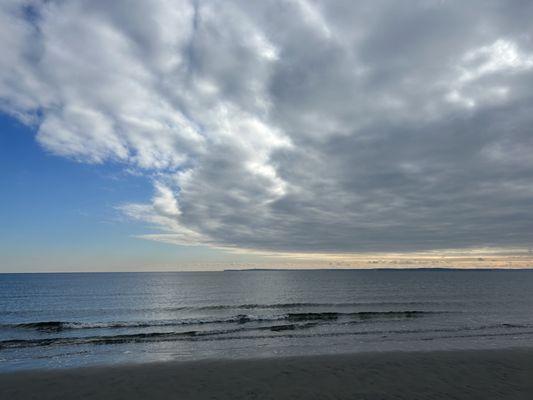 Greenwich Point Park on the beach, facing Long Island.