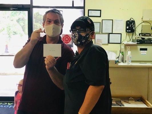 Our award winning teachers and our owner wear masks!