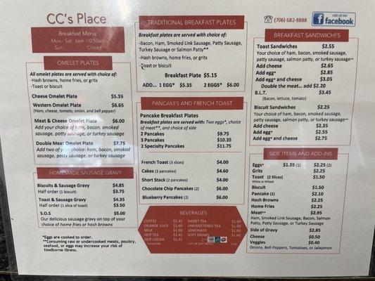 Menu as of June 15th, 2022. (Restaurant it is still a To-Go-Only due to shortage of staff)