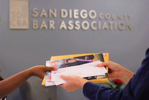 Free Mail Delivery Service for SDCBA Members. Consider the SDCBA your "office away from your office."