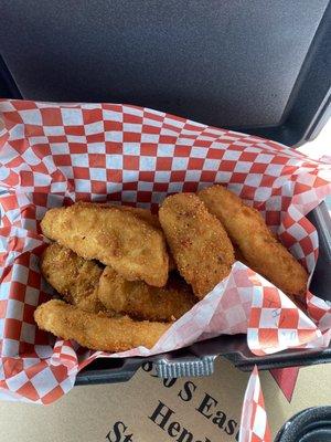 Chicken fingers , try the garlic seasoning!