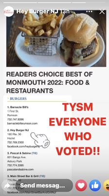 Voted # 2 Burger!!