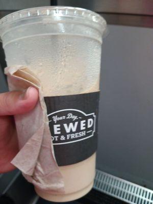 Iced "coffee" or better yet "iced milk with a dash of coffee."  I gave this one away to a friend and asked her to send a photo.