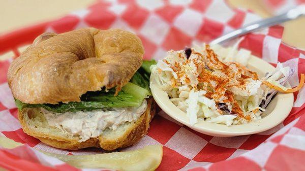 Tuna salad sandwich with Cole slaw