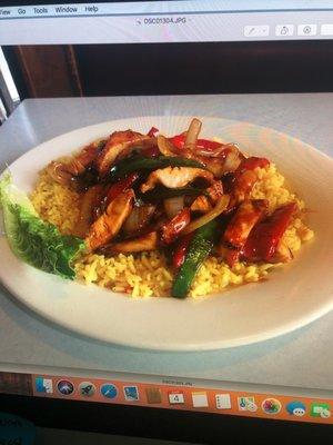 Chicken teriyaki over rice