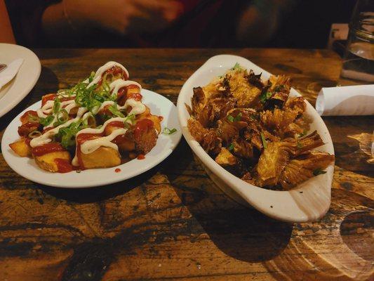 Patatas bravas and artichoke oreganata