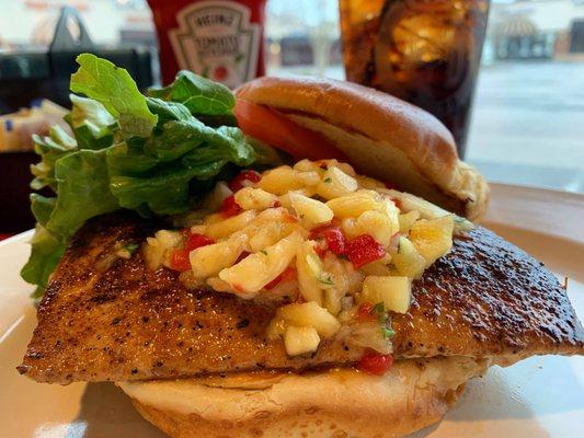 Grilled chicken breast with house made pineapple salsa.