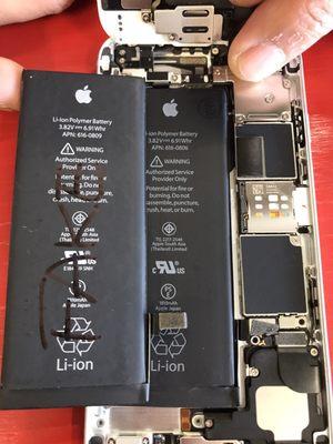 We only replace with genuine original authentic Apple battery (note to left is fake replace by a mall kiosk claim it was real)