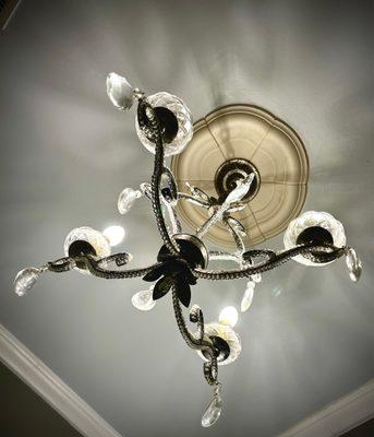 Even a chandelier in the bath....!