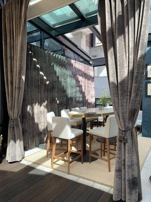 Innovation Shades give a new look to the James hotel with a stunning velvet fabric.