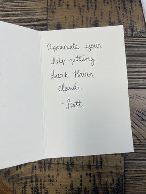 A letter of appreciation