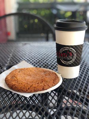 Hot Chocolate chip cookie and Carmel latte