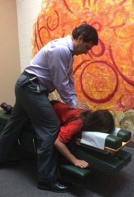 Dr. Dave adjusting our one our child patients. Chiropractic care is great for children and infants!