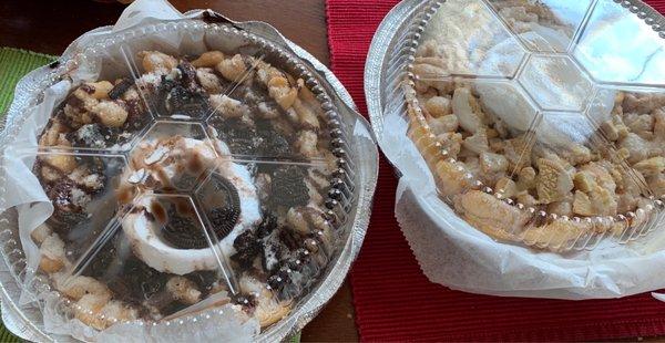 Chocolate Oreo and vanilla Oreo funnel cakes!