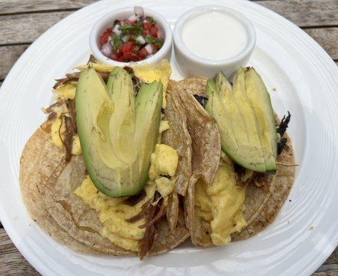 Migas tacos ($13)