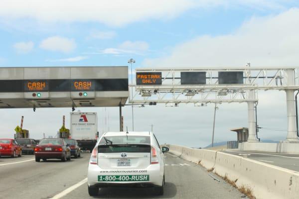 Don't get stuck in the toll maze -- let us fight the bridge traffic for you!