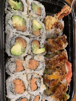 Shrimp Tempura, Alaskan Roll Spicy, Tuna Roll