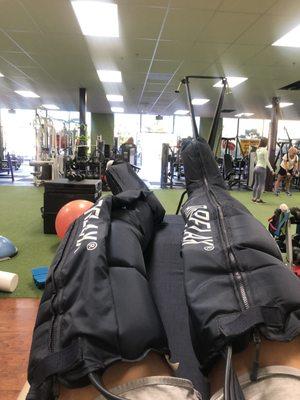 Chillin post-workout in the compression boots