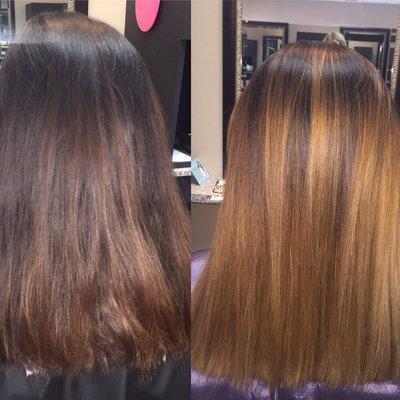 Before & after Balayage