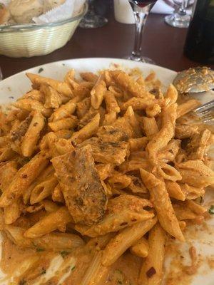 Penne Vodka with Chicken - it was too good y'all I took the pic midway lol