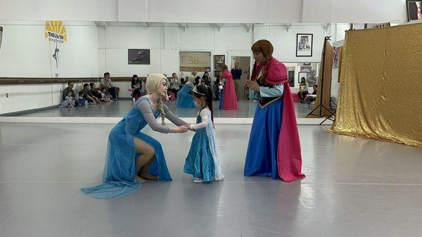 Anna and Elsa did a dance for the audience that was beautiful to watch& they invited my daughter to dance with them!! She felt so special!!