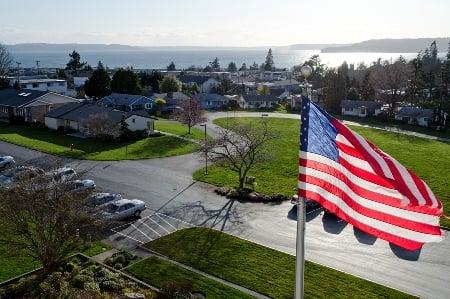 Overlooking the gardens and Puget Sound on the Des Moines campus