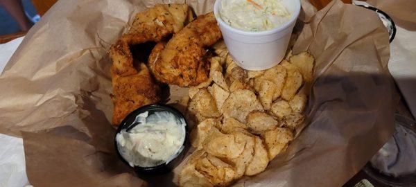 Cod and walleye with chips