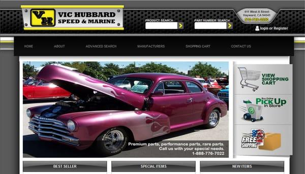 Vic Hubbard is a local speed shop. Each website is designed to match the look and feel of the brand, with the personality of the business.