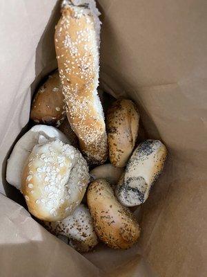 Dozen (13) bagels.  Bagel sticks were included in the choices.