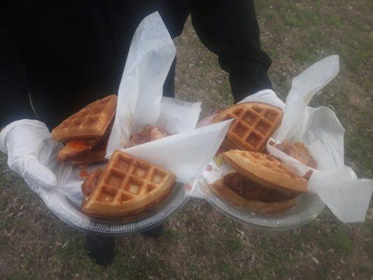 Thia is our signature dish. Split Chicken 'N Waffles!