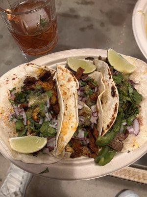 Pastor and steak tacos